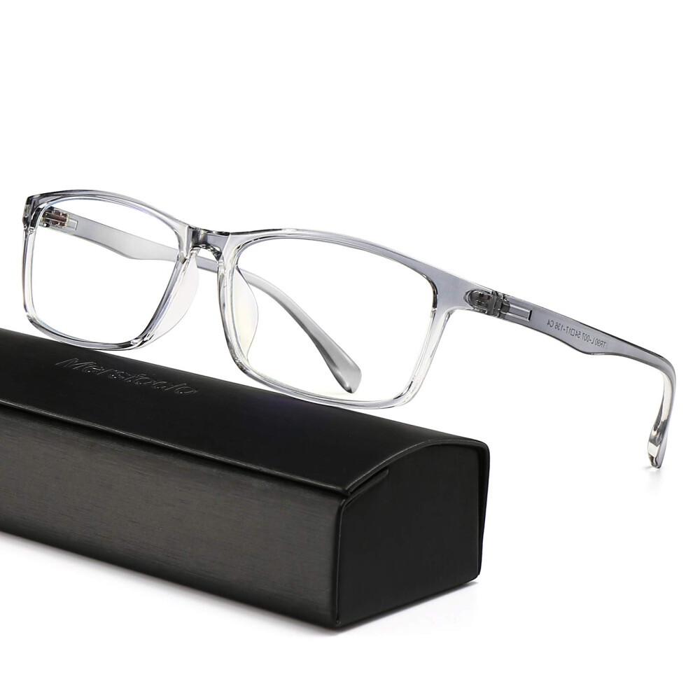 Blue Light Blocking Computer Glasses for Men and Women, Clear Lens Gray Frame, Eye Strain Relief