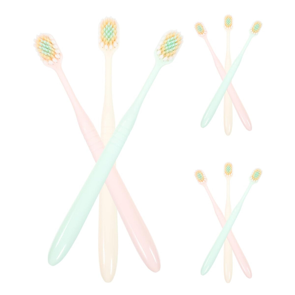 Soft Bristle Toothbrush Set 9pcs Gentle Gum Care Wide Thin Head Manual Adult Travel Friendly