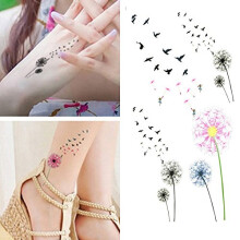Small Cute Temporary Tattoo Set of 2 – Dandelion and Butterfly Water Transfer Sheet for Women