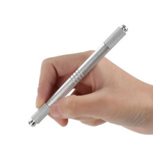 Permanent Eyebrow Tattoo Pen Zinc Alloy Microblading Tool with Dual Head and Stable Needle Locking