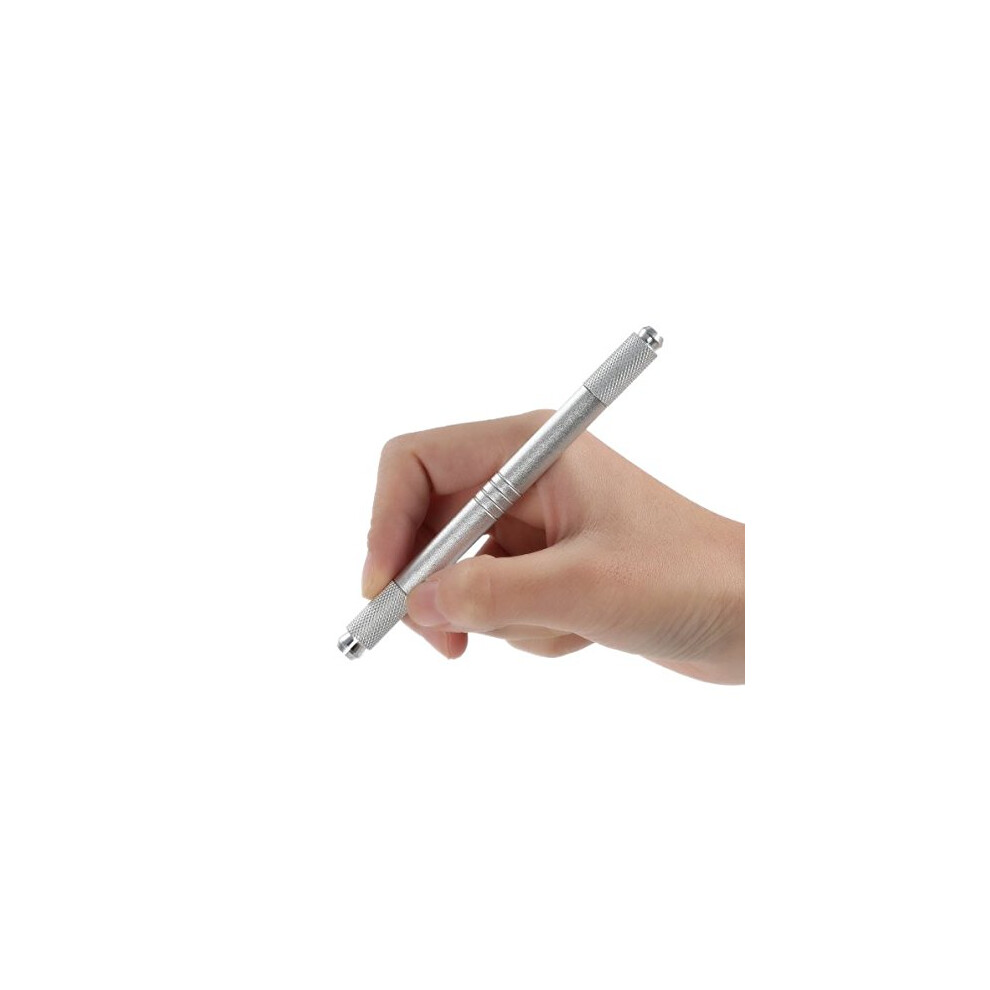 Permanent Eyebrow Tattoo Pen Zinc Alloy Microblading Tool with Dual Head and Stable Needle Locking