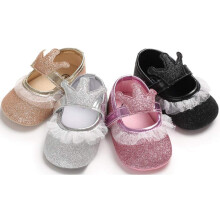 Baby Girl Princess Shoes with Silicone Non Slip Outsole, Soft Sole Toddler First Walking Shoes