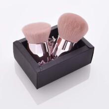 2pcs Pink Large Powder Blush Brush with Soft Nylon Bristles and Travel Case