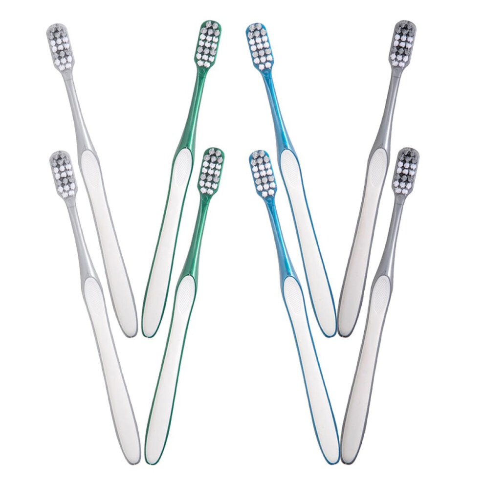 8pcs Hard Bristle Travel Toothbrush for Adults Deep Cleaning with Ergonomic NonSlip Handle