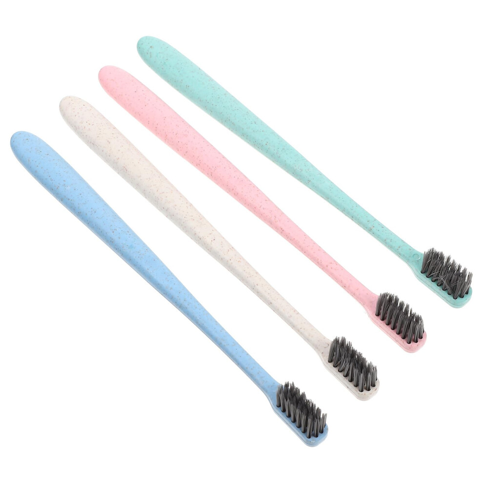 12pcs Soft Bristle Wheat Straw Toothbrush with Charcoal Bristles and Ergonomic AntiSlip Grip