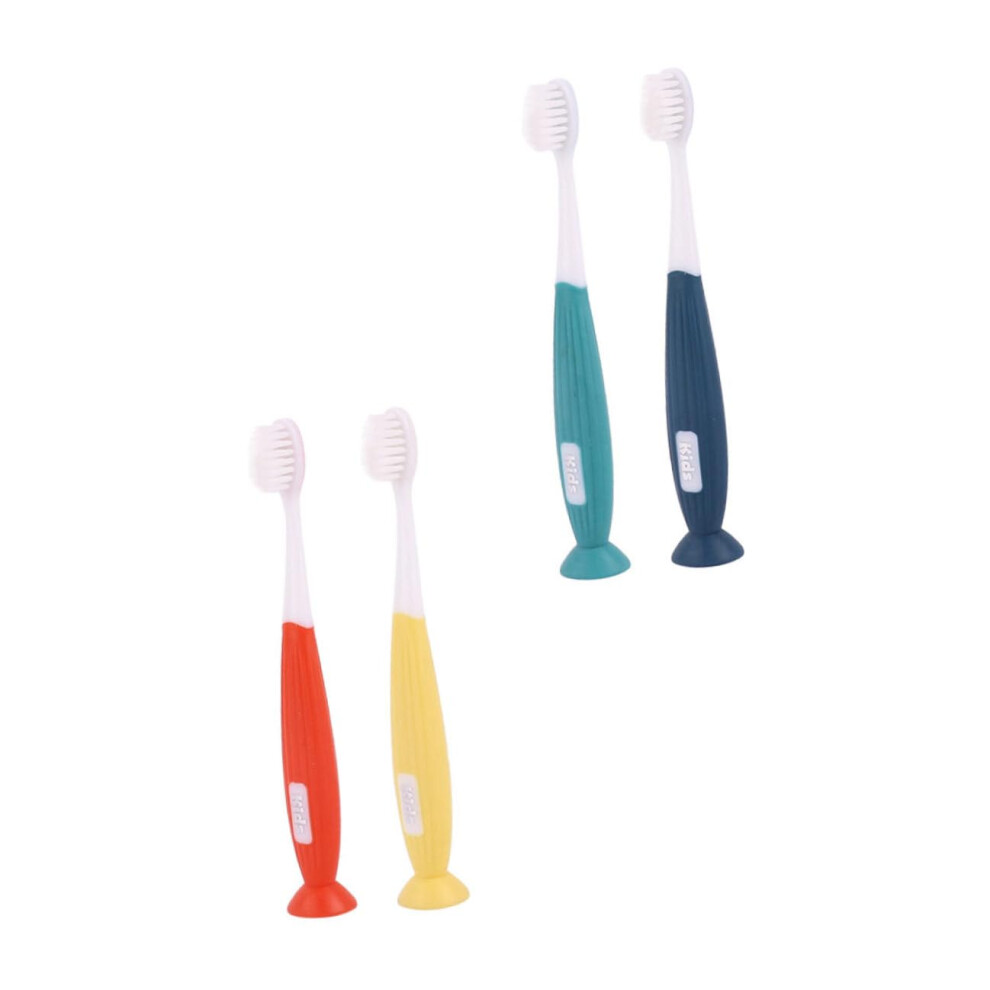 Soft Bristle Kids Toothbrush Set with Cute Cartoon Design, Ergonomic Grip, Flexible Head, 4pcs