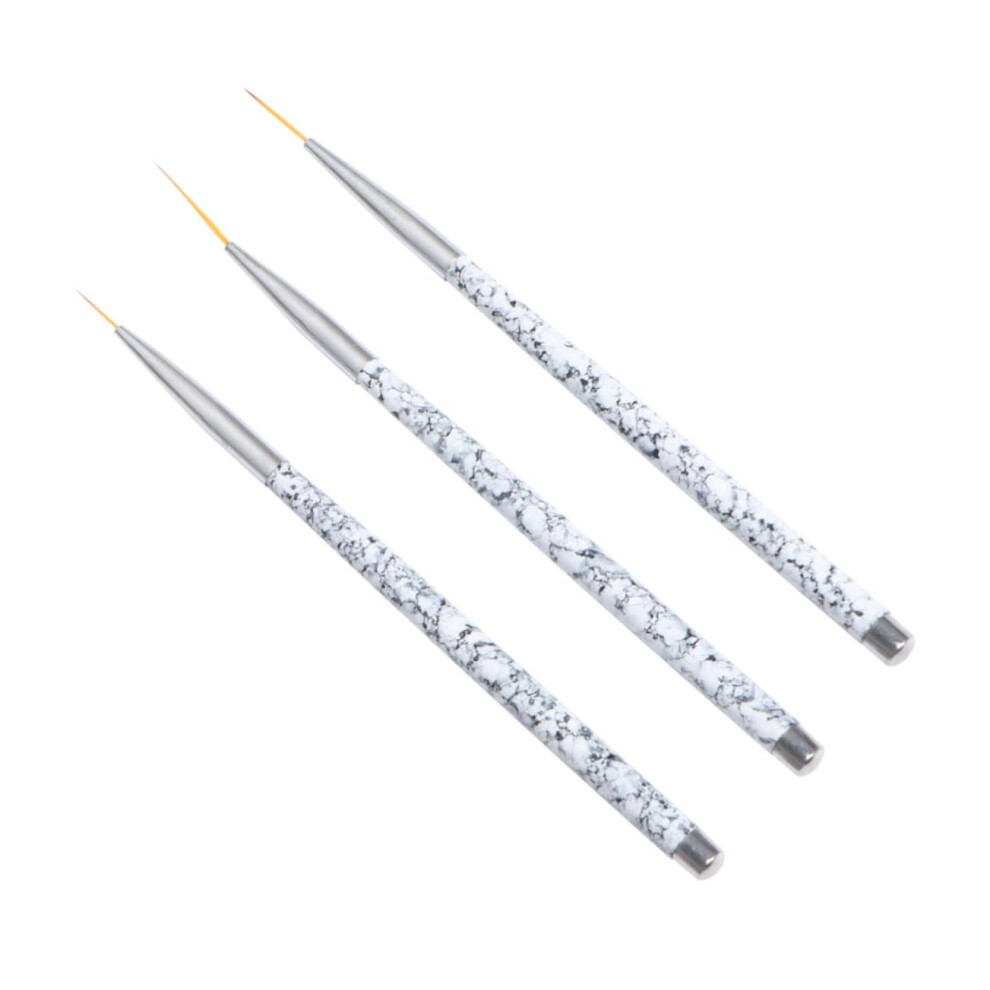 Nail Art Brush Set 3pcs with Durable Nylon Bristles for Precise Detailing on Gel and Acrylic Nails