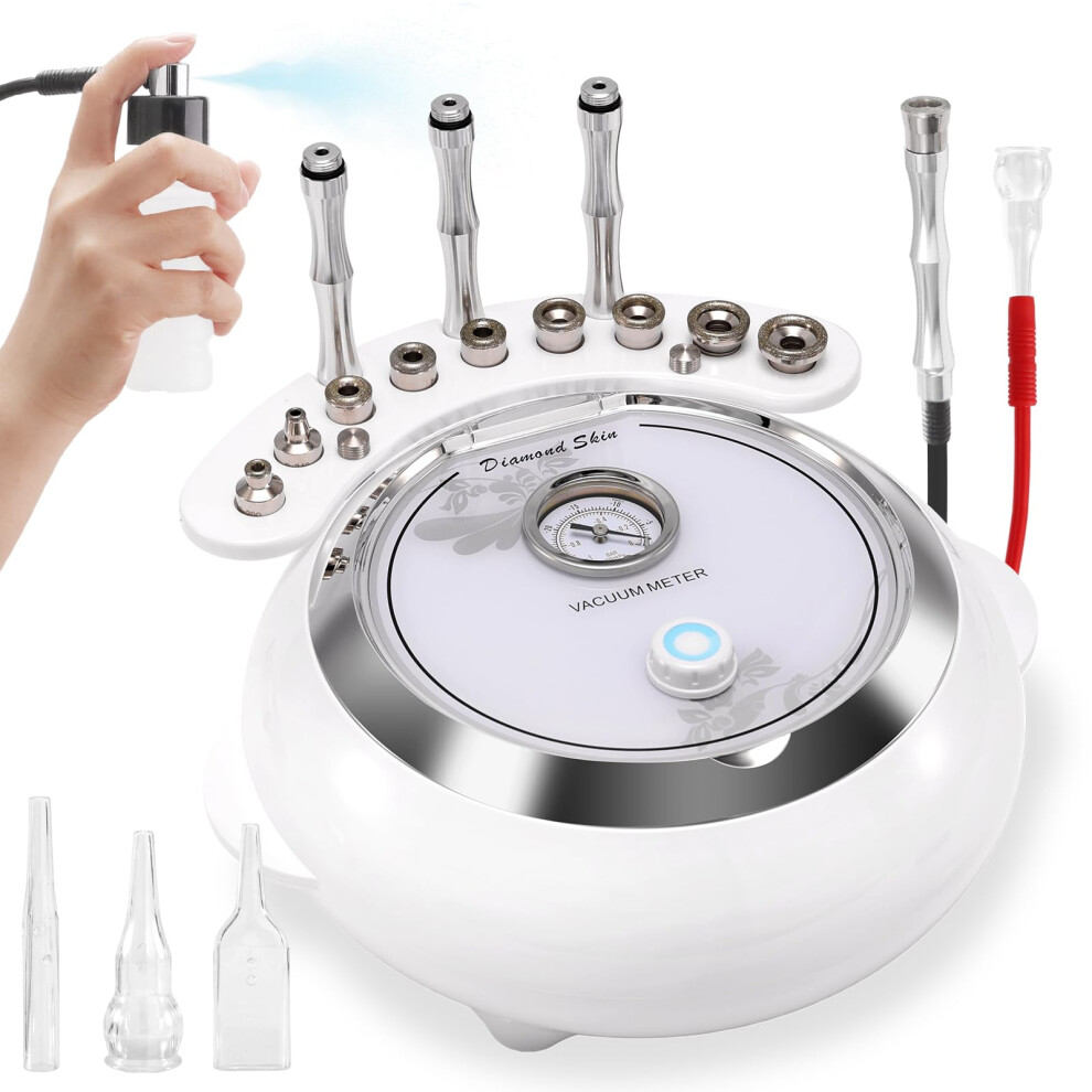 Diamond Microdermabrasion Machine 3 in 1 Professional Facial Device with 68cmHg Suction and 9 Tips