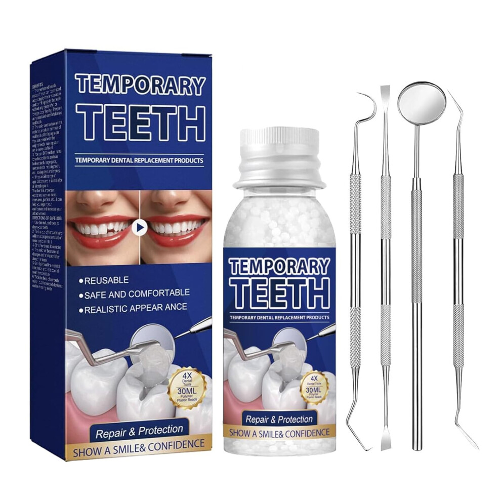 Temporary Tooth  Kit with 4 Dental Tools, DIY Moldable Fake Tooth Replacement for Instant Natural Smile Fix