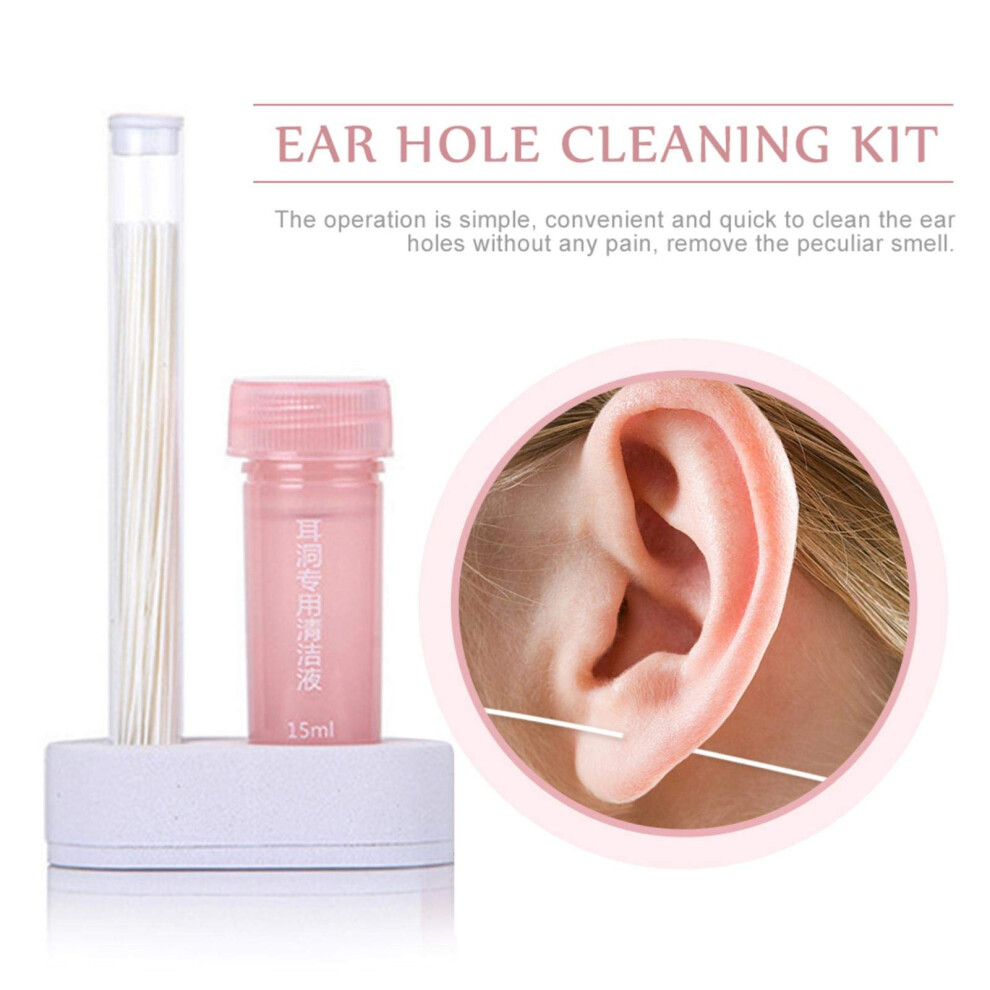 Ear Piercing Cleaning Kit with Disposable Threads, Rose Scent Earring Hole Cleaner for Gentle Care