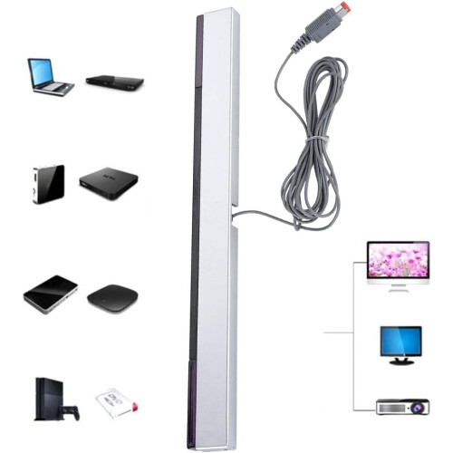 Wired Sensor Bar with Stand for Nintendo Wii U Console, Precise Signal Accuracy, Easy TV Mounting 2