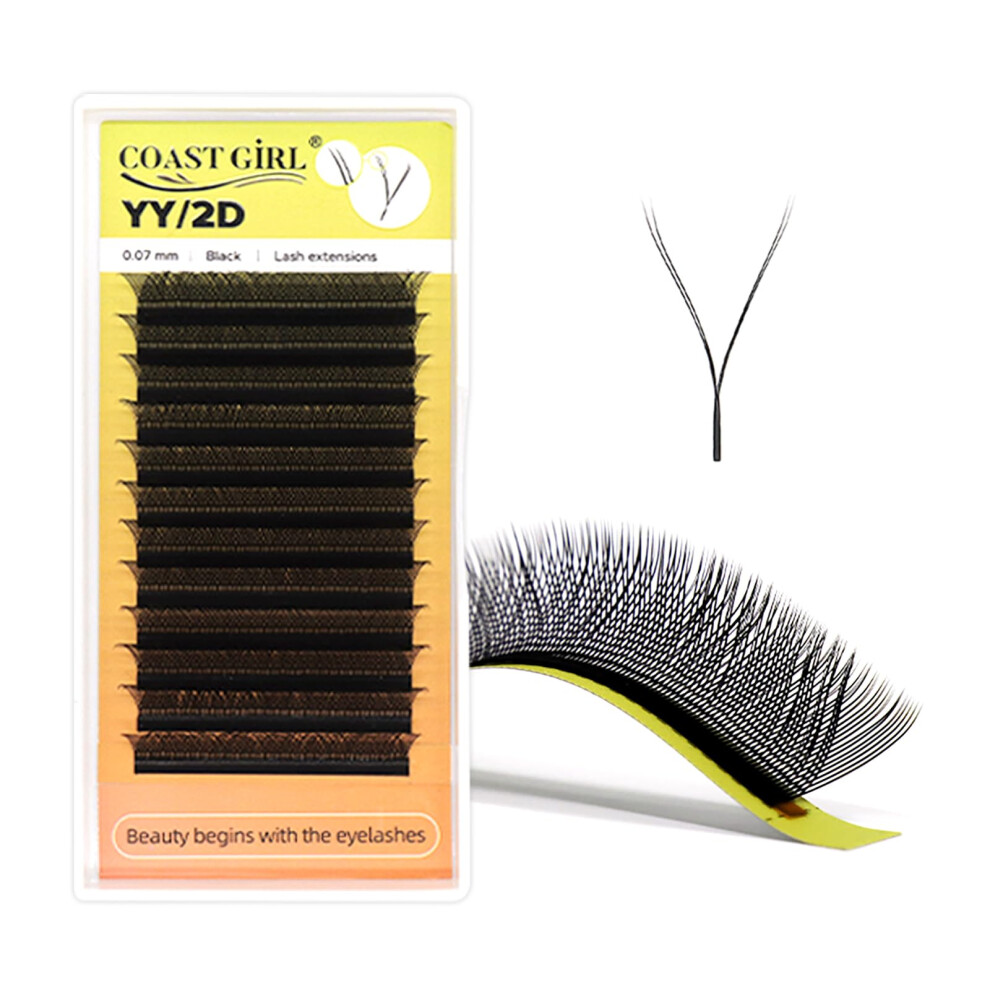 Unisex Premade Volume Lash Extensions Yy 0.07Mm C Curl 10Mm Full Fluffy Easy Pickup W Shape Fans