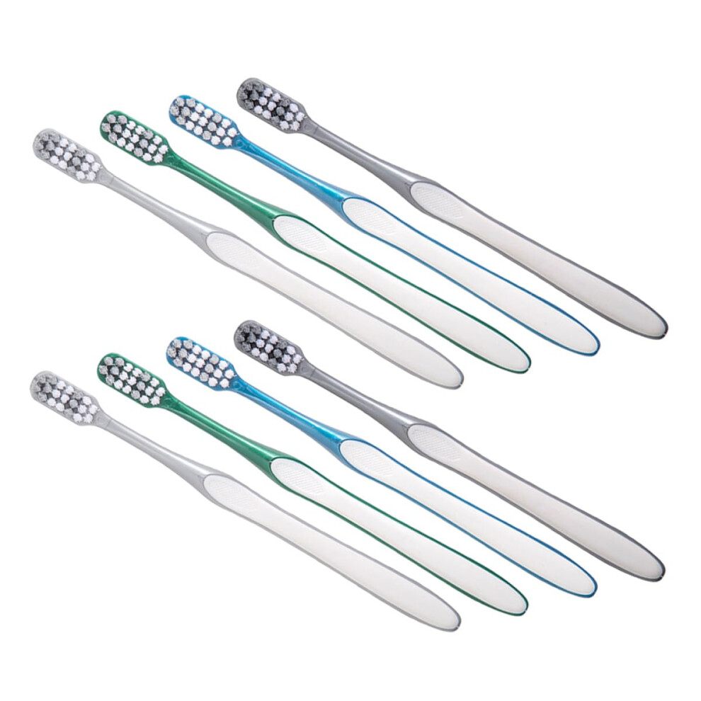 Travel Toothbrush Kit with Firm Bristle Manual Toothbrush for Adults, Compact Size, 8pcs Set