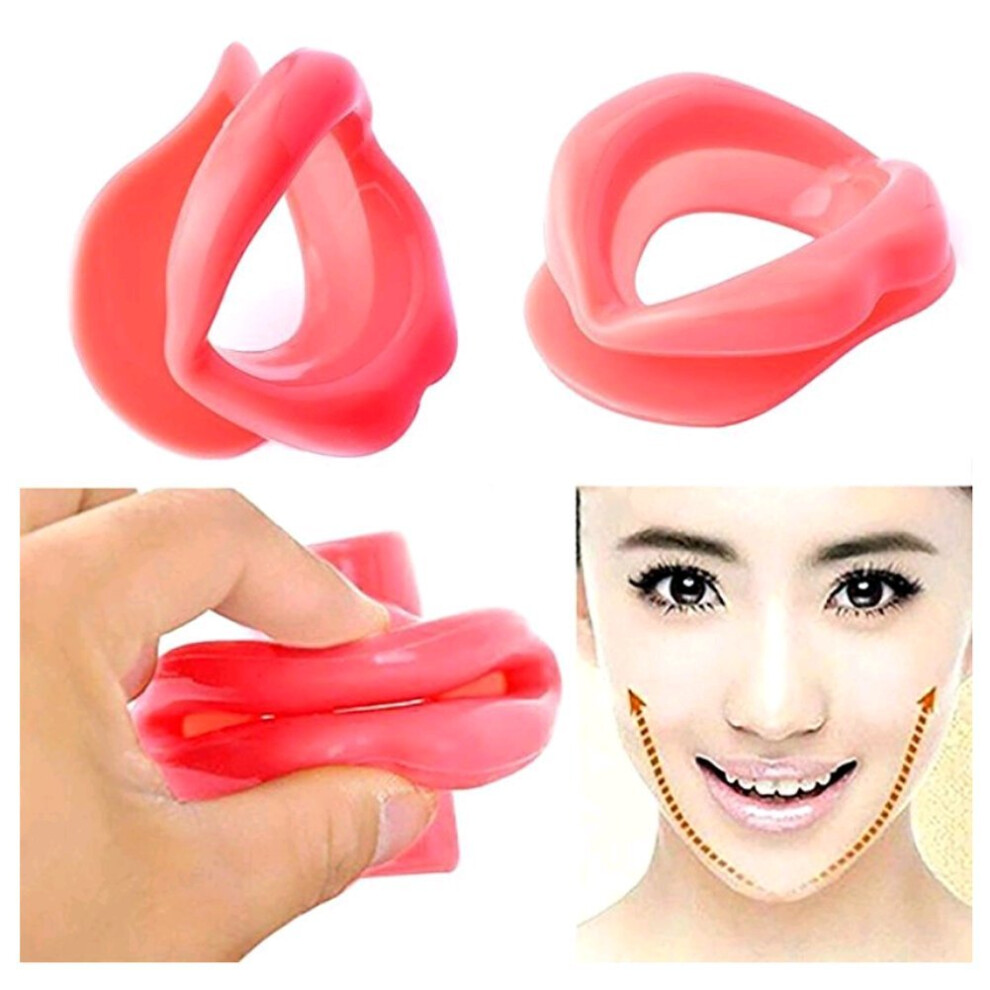 Pink Face Slimmer Exercise Mouthpiece Facial Muscle Trainer For Antiaging Chin And Cheek Toning