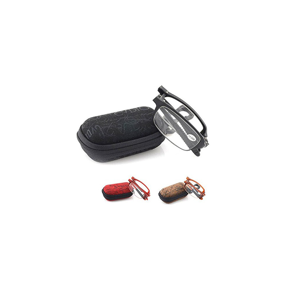 Brown Tr90 Lightweight Folding Reading Glasses 1.5X Magnification Compact For Travel
