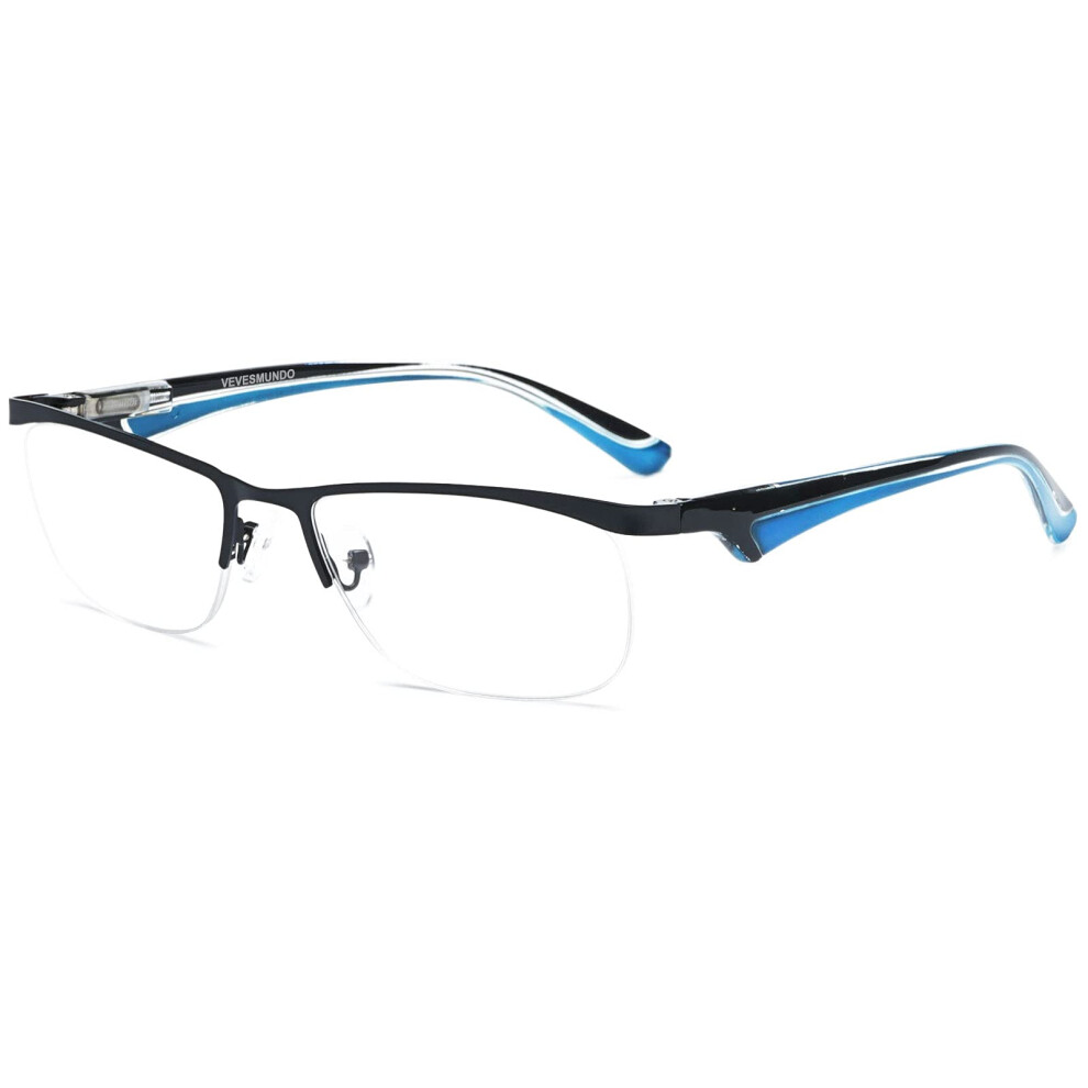 Metal Half Frame Reading Glasses for Men with HD Lenses and Comfortable Spring Hinges