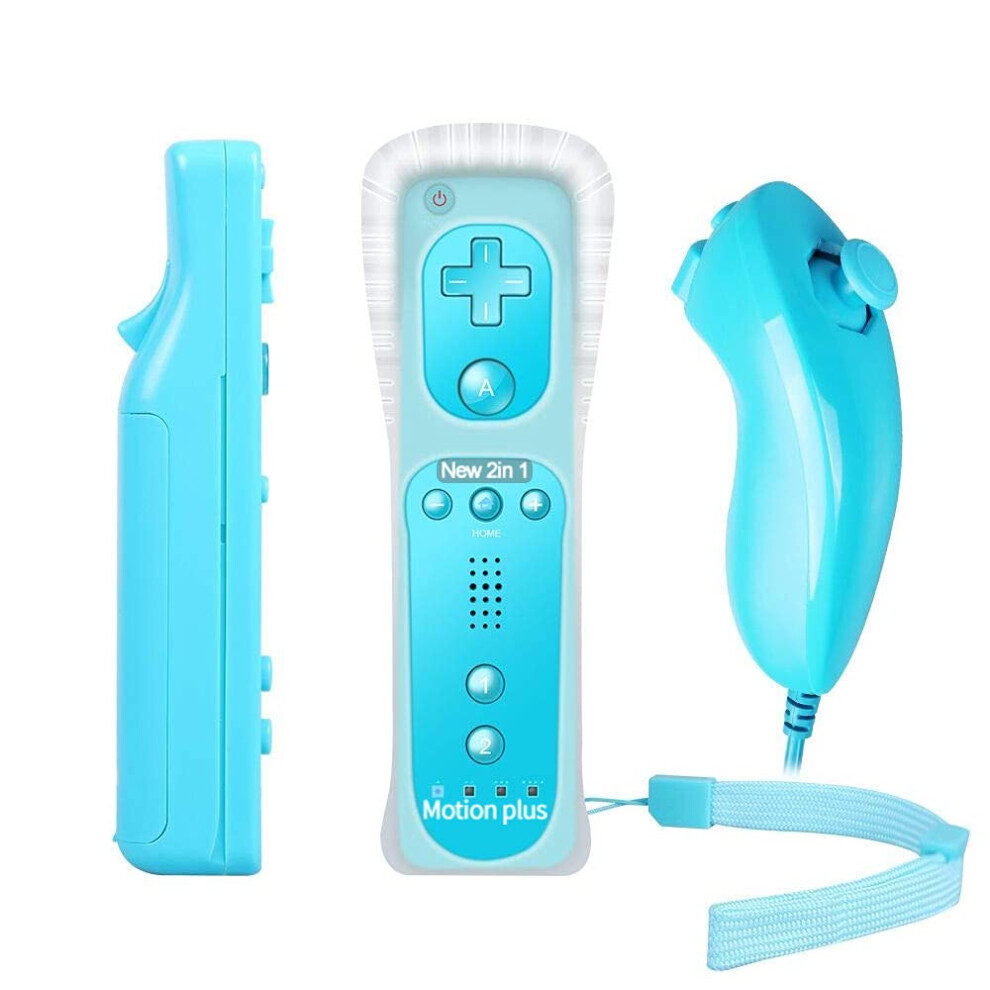 Remote Controller With Motion Plus And Nunchuck For Nintendo Wii Wii U, Silicone Case 9455672101745