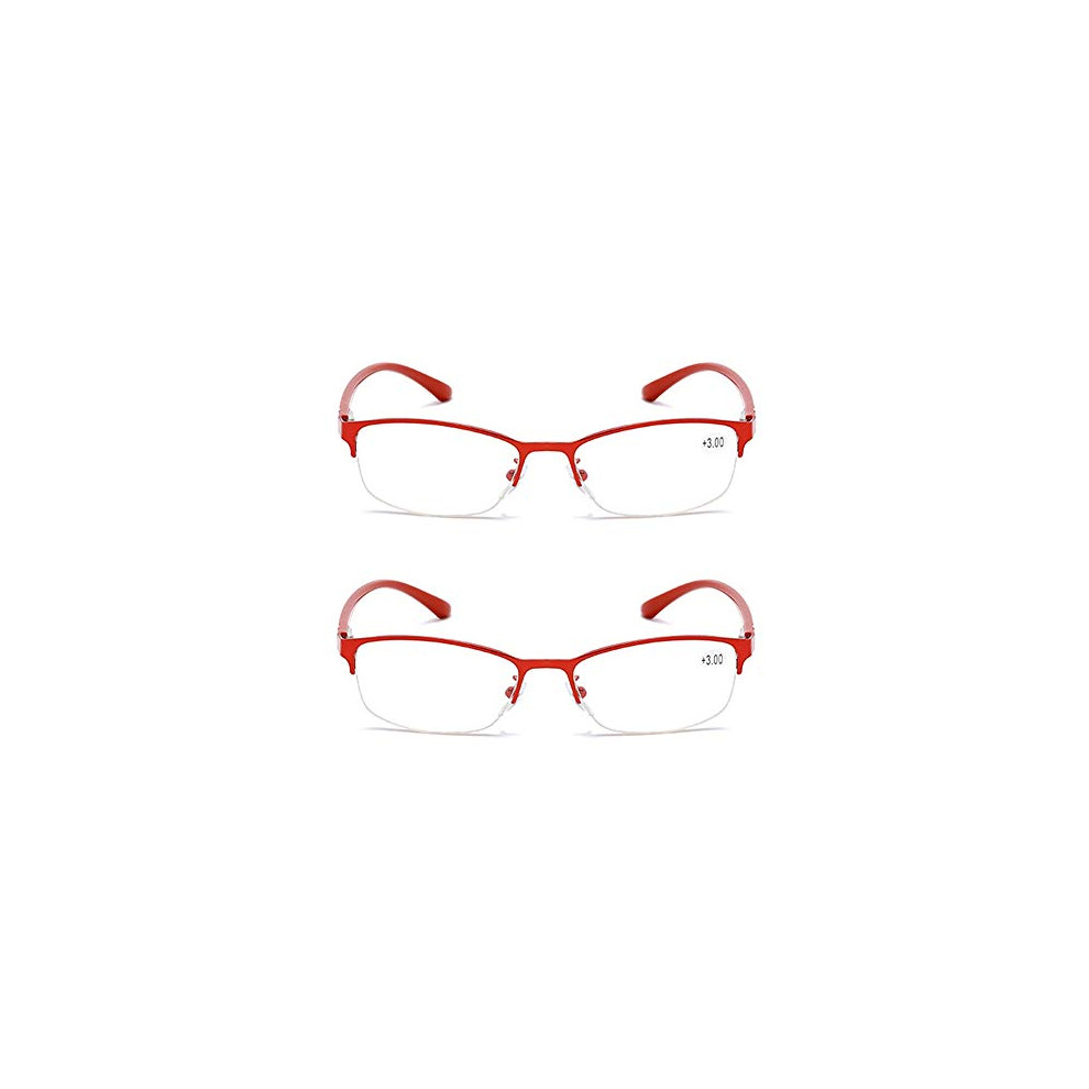 Set of 2 Women's Reading Glasses Lightweight Titanium Frame Spring Hinge Elegant TR90 Design