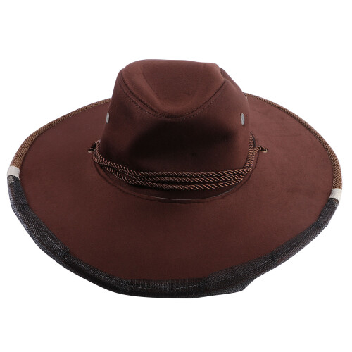 2Pcs Professional Beekeeping Hats Dark Brown Denim Adjustable Fit 1