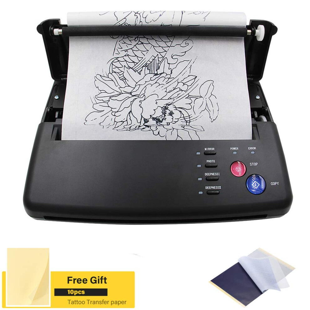Thermal Tattoo Stencil Printer A4 A5 Black with 10 Sheets Paper Fast Transfer for Artists