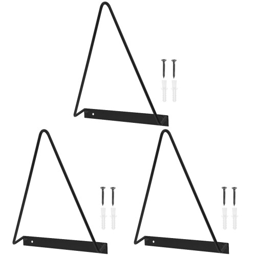 3Pièces Support Mural Vinyle Triangulaire En Fil Fer Pour Maison 1