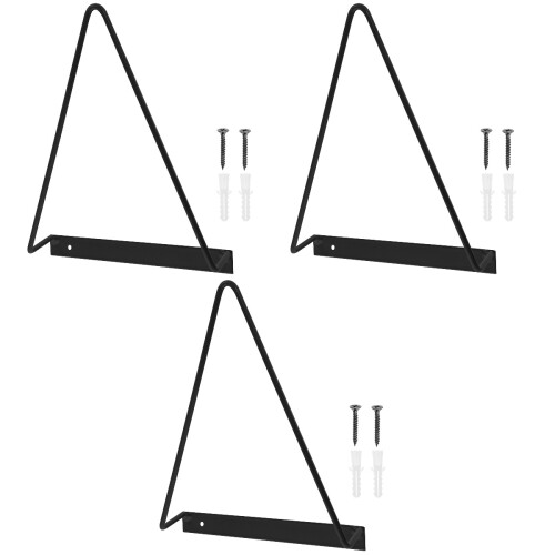 3Pièces Support Mural Vinyle Triangulaire En Fil Fer Pour Maison 2