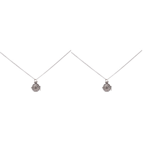 2Pcs Silver Diffuser Locket Necklace Eco-Friendly Aromatherapy Pendant 1