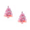 2Pcs Pink Mini Artificial Christmas Tree with Lights for Small Spaces 6