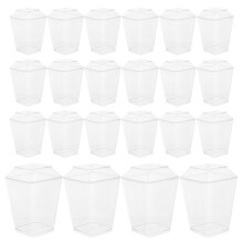 100Pcs Single Serve Ps Dessert Cups Clear Pudding Bowls with Lids