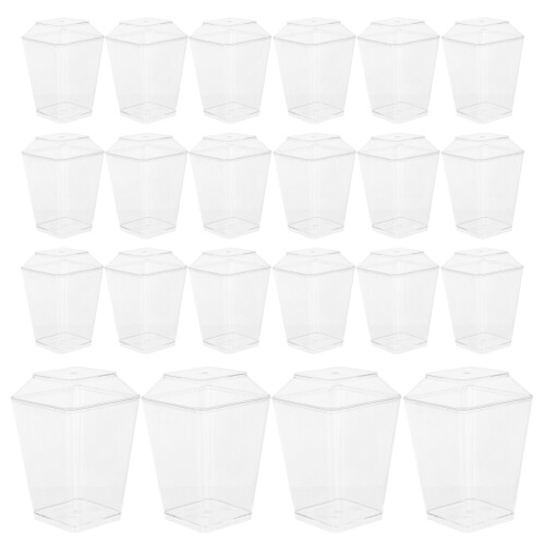 100Pcs Single Serve Ps Dessert Cups Clear Pudding Bowls with Lids
