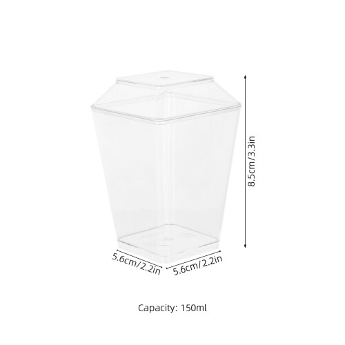 100Pcs Single Serve Ps Dessert Cups Clear Pudding Bowls with Lids 2
