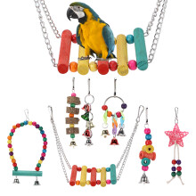 7Pcs Bird Cage Swing Chewing Bell Ring Toys Kit for Parrots