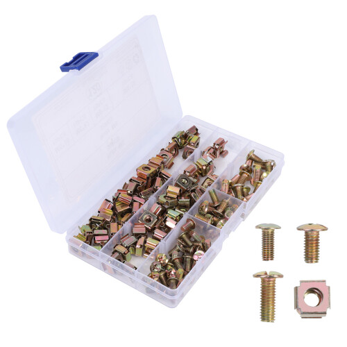 240Pcs M5 Cage Nuts Insert Lock Nuts Carbon Steel Square Hole Assorted 1