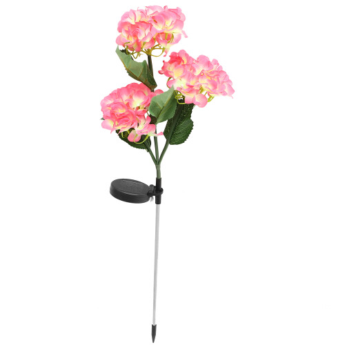 3Pcs Pink Hydrangea Solar Stake Lamp Solar Powered Garden Decor Lights