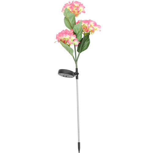 3Pcs Pink Hydrangea Solar Stake Lamp Solar Powered Garden Decor Lights 2