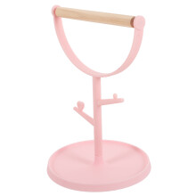 3Pcs Pink Wood Plastic Bird Training Perch Portable Tabletop Stand