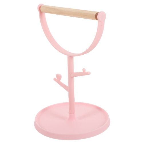 3Pcs Pink Wood Plastic Bird Training Perch Portable Tabletop Stand