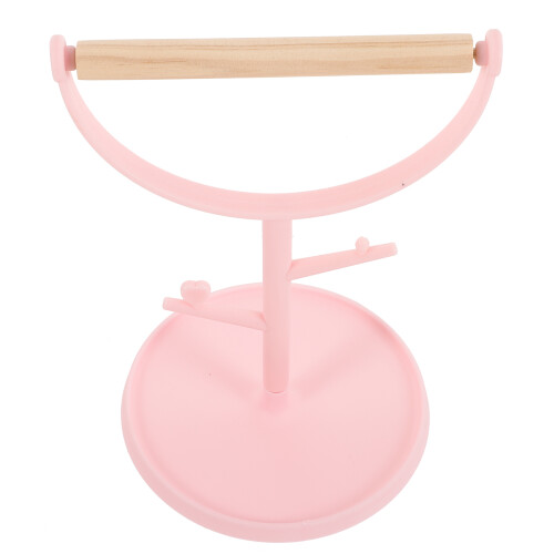 3Pcs Pink Wood Plastic Bird Training Perch Portable Tabletop Stand 2