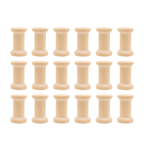60Pcs Durable Beige Wood Spools for Sewing Thread Craft Bobbins