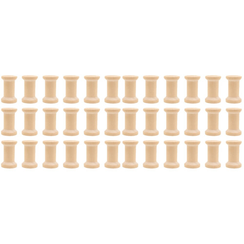 60Pcs Durable Beige Wood Spools for Sewing Thread Craft Bobbins 1