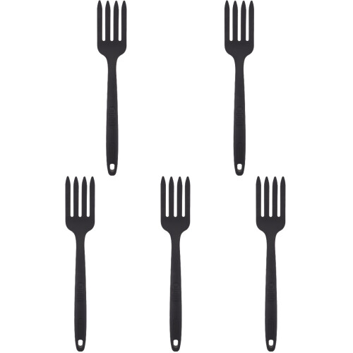 5Pcs Black Kitchen Cooking Fork Ergonomic Silicone Pasta Server Fork 1
