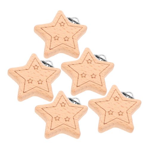 10Pièces Accessoires Bébé Clips Bois Beige Étoile 2