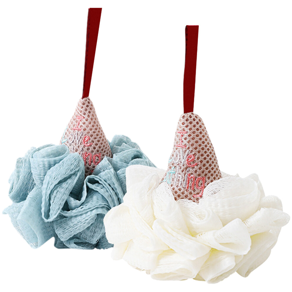 Artibetter White 10Pcs Reusable Loofah Sponge With Lanyard For Shower And Bath
