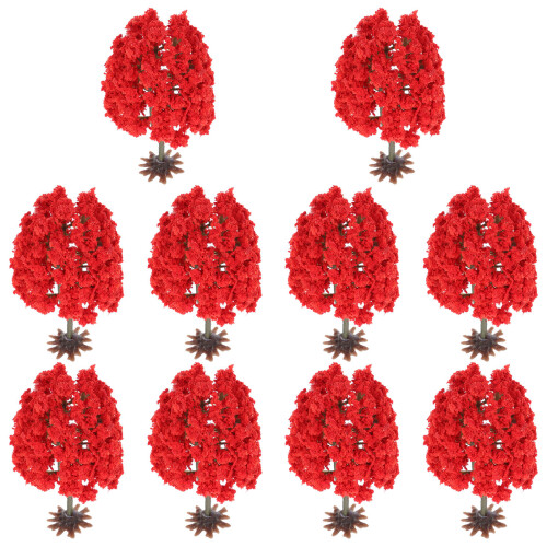 50Pcs Simulation Red Trees for Model Train Sand Table Decoration 2
