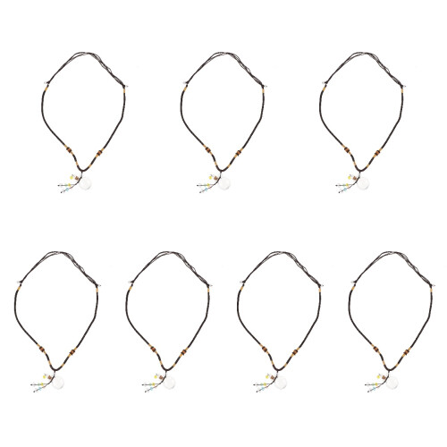 7Pcs Aromatherapy Diffuser Pendant Necklace White Braided Rope Jewelry 1