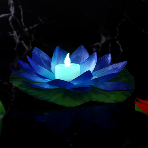 3Pcs Waterproof LED Floating Lotus Flower Lights Artificial Pond Decor