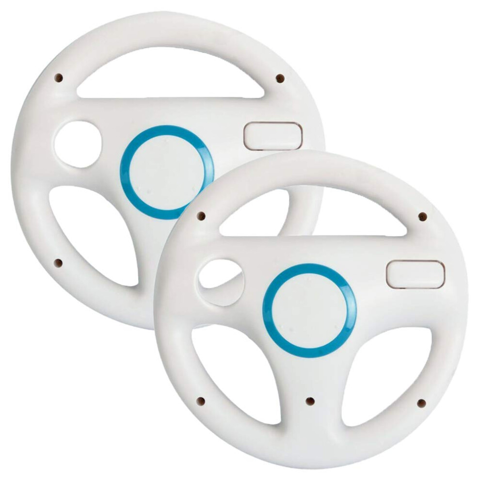 Racing Wheel 2 Pack For Mario Kart Wii U And Wii With Ergonomic Comfort Grip White 9455672102131