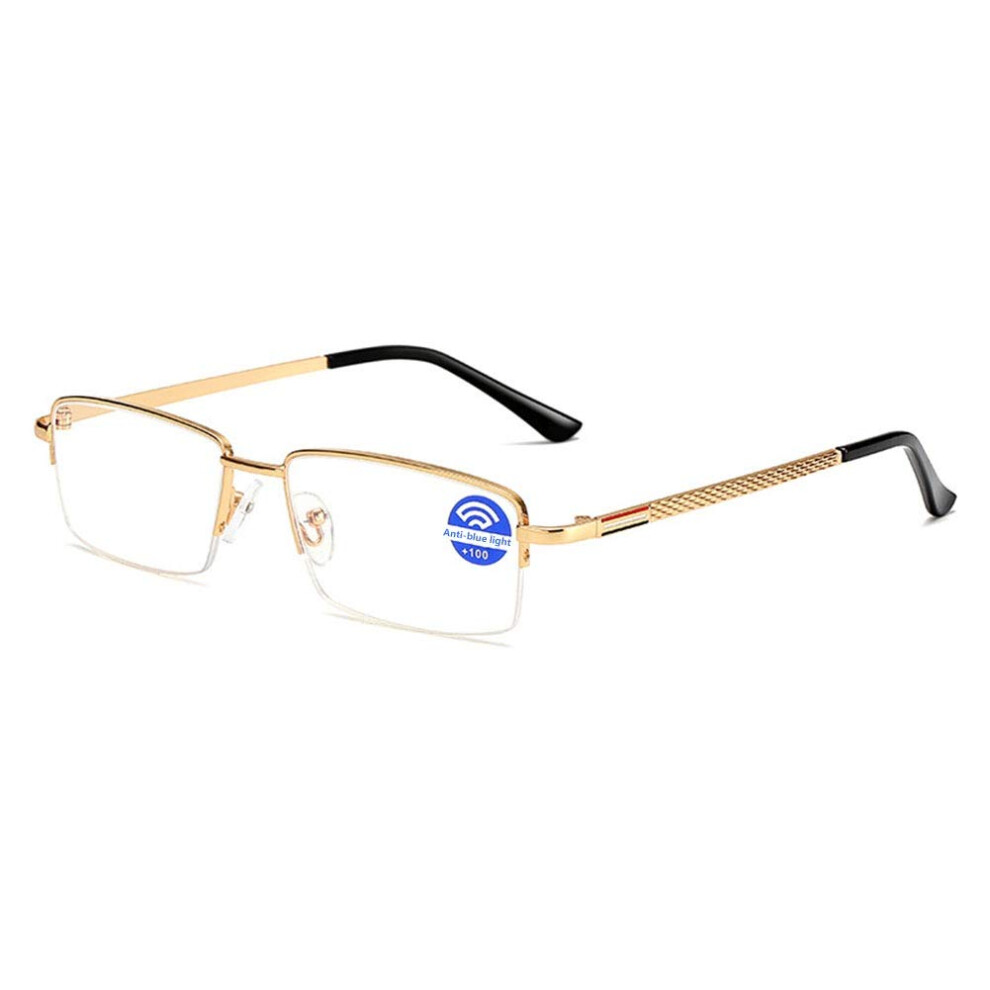 Blue/Light Reading Glasses Blocking Half Frame Alloy For Clear Closeup Vision
