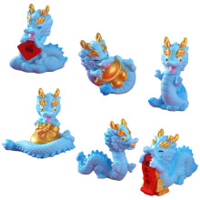 12Pcs Blue Chinese Dragon Resin Statues Luxury Animal Figurine Set