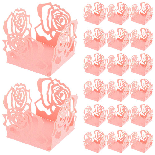 100Pcs Paper Chocolate Cups Pink Candy Holder Liner for Storage 2